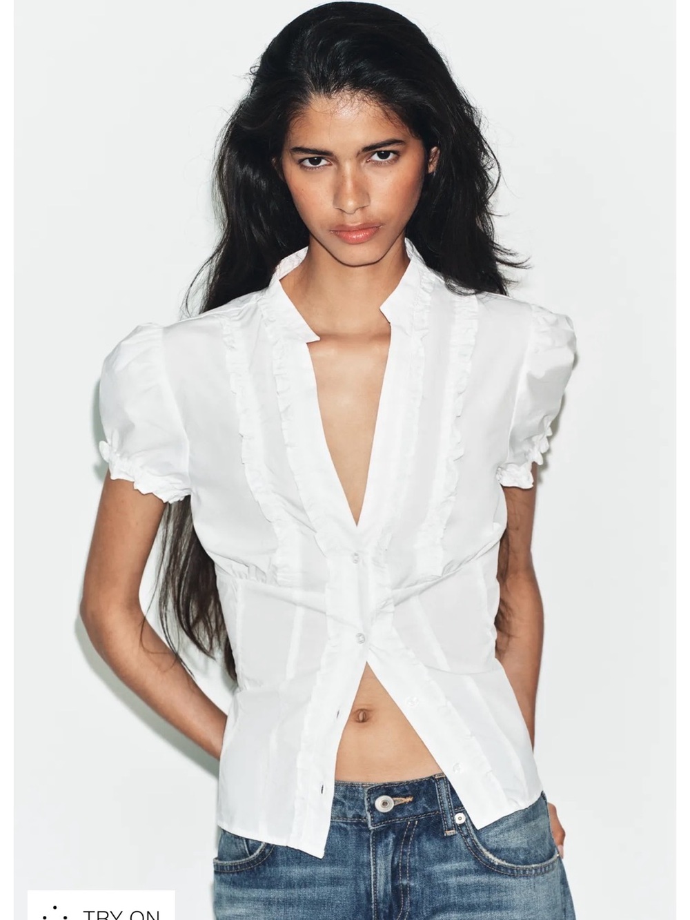 Zara Poplin Ruffle Top